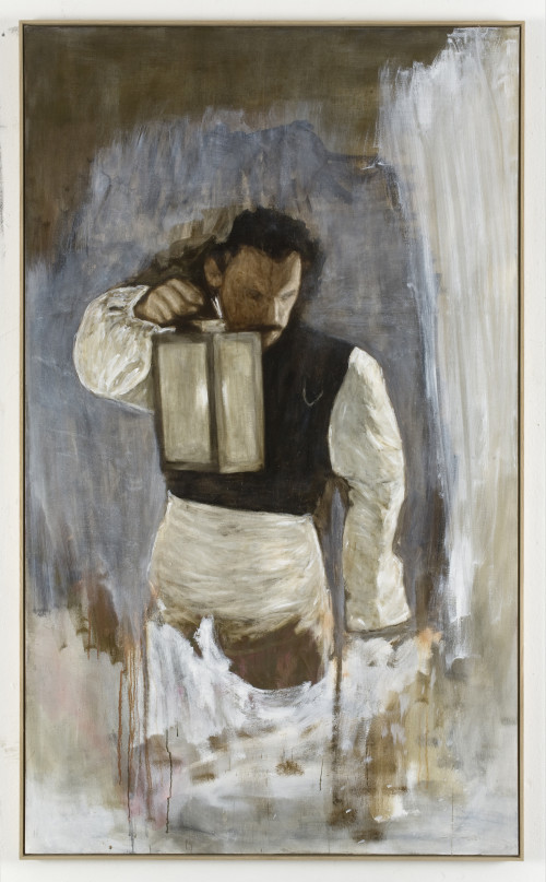 
     <i>Mann im Dunkeln</i>, 
     2009<br />
     oil paint on canvas, 
      209 x 125 cm<br />
     