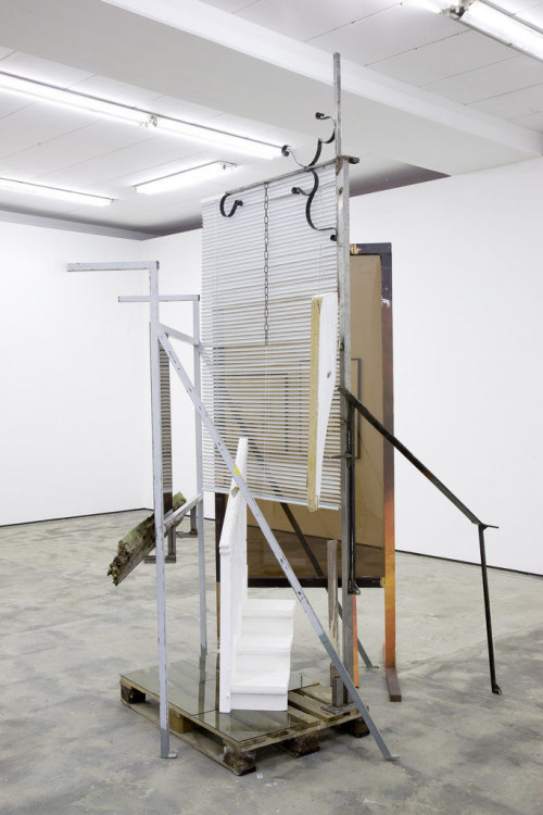 
     <i>STEGALENIAN Rhapsodie</i>, 
     2009<br />
     Wood, glass, steel, jalousie, paper, 
      342 x 230 x 200 cm<br />
     