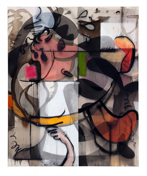 
     <i>Kavex 26</i>, 
     2019<br />
     ink, acrylic, oil pastel and charcoal on canvas, 
      110 x 90 cm<br />
     