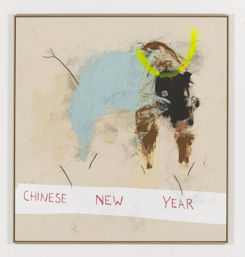 
     <i>Chinese New Year</i>, 
     2021<br />
     Oil, oil stick, charcoal, acrylic, spray paint on canvas, 
      180 x 170 cm<br />
     