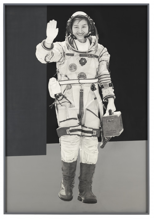 
     <i>Spacewoman</i>, 
     2015<br />
     Pencil and enamel on paper, 
      227.3 x 154.9 cm<br />
     