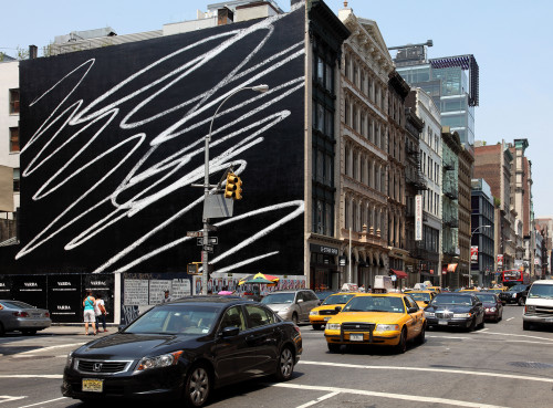 
     <i>Public Scribble #1</i>, 
     2009<br />
     Enamel on wall, 
      80 x 120 feet<br />
     Soho New York, NY