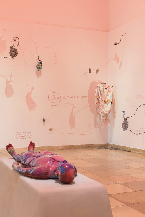 
     <i>WOMB TOMB</i>, 
     2014/ 2018<br />
     mixed media installation, 
      various dimensions<br />
     Installation view “Blind Faith: Between the Visceral and the Cognitive in Contemporary Art”, Haus der Kunst, Munich, Germany, 2018. Photo: Max Geutler