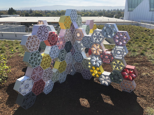 
     <i>Jali Blossom Shamrock</i>, 
     2018<br />
     glazed ceramics, 
      150 x 280 x 280 cm<br />
     Menlo Park, California, U.S.A