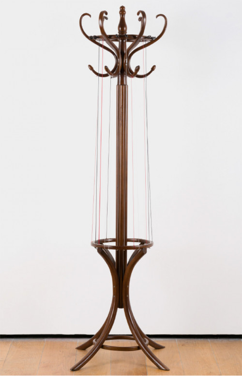 
     <i>Hanger Harp (from the series Music Room, Istanbul)</i>, 
     2014<br />
     Wood, harp strings, 
      180 x 67.5 x ø 67.5 cm<br />
     