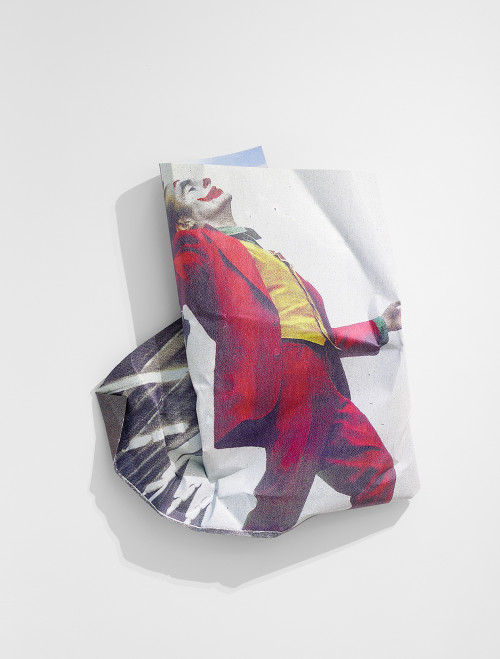 
     <i>Joker</i>, 
     2020<br />
     aluminium, stainless steel, digital print, 
      127 x 110 x 20 cm<br />
     