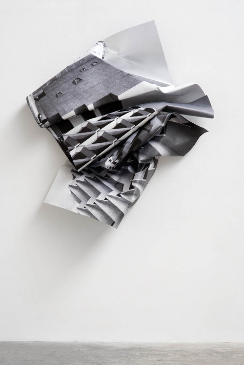 
     <i>Whitney</i>, 
     2016<br />
     aluminium, stainless steel, digital print, 
      168 x 150 x 32 cm<br />
     