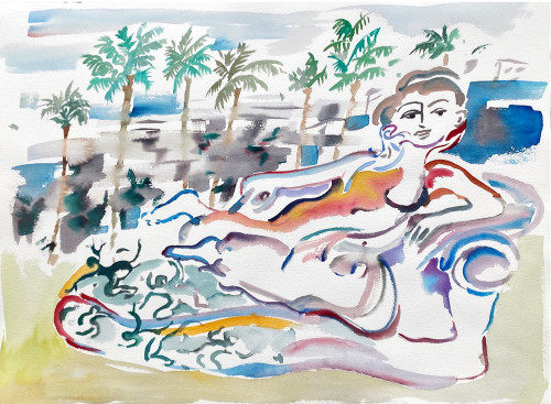 
     <i>LA Lady</i>, 
     2020<br />
     watercolour on paper, 
      56 x 76 cm<br />
     