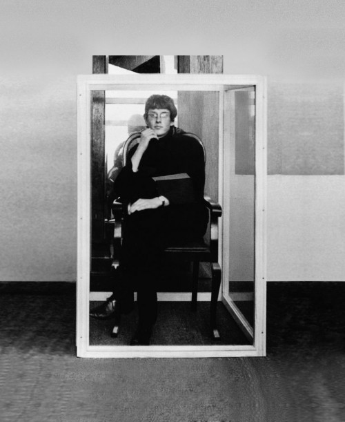 
     <i>Timm Ulrichs, first living work of art (exhibiting himself)</i>, 
     1961<br />
      
     <br />
     
