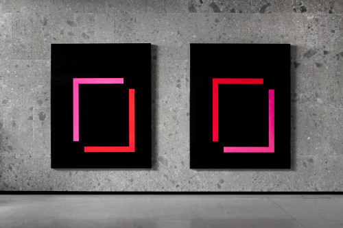 
     <i>set 159 & set 160</i>, 
     2013<br />
     lacquered aluminum, 
      250 x 200 x 15 cm (each)<br />
     Exhibition view Bocconi Art Gallery, Milano, Italy, 2014