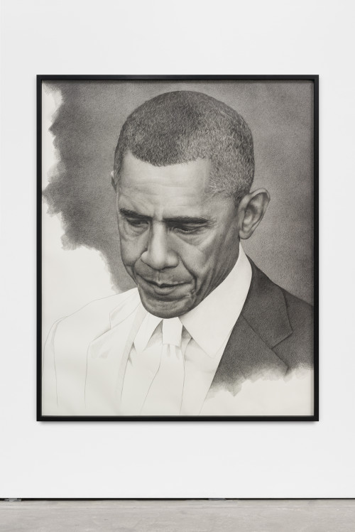 
     <i>Unfinished Obama (mirrored)</i>, 
     2016<br />
     pencil on paper, 
      161 x 131 cm<br />
     