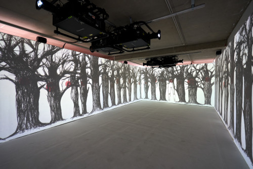 
     <i>Mutumia</i>, 
     <br />
     Interactive audio-visual installation, 
     <br />
     Commissioned and produced in its original form on the occasion of the Biennale de l’Image en Mouvement 2016, organized by the Centre d’Art Contemporain Genève, in collaboration with the Fonds d’art contemporain de la Ville de Genève (FMAC) and the Fonds cantonal d’art contemporain, Genève (FCAC) and co-produced by Faena Art and In Between Art Film.)