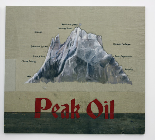 
     <i>Peak Oil</i>, 
     2010<br />
     Oil paint on canvas, wood, 
      170 x 156 cm<br />
     