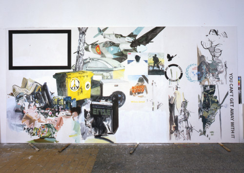 
     <i>You can´t get away with it</i>, 
     2006<br />
     Acrylic on cotton, 
      300 x 600 cm<br />
     