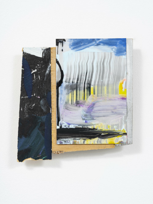 MARY RAMSDEN<br /><i>Jordan</i>, 2020<br />Oil paint, acrylic, board and mirror panel, 17 x 18 cm<br />