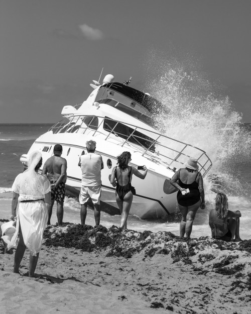 ANASTASIA SAMOYLOVA<br /><i>Beached Boat (from the FloodZone series)</i>, 2019<br />Archival pigment print, mounted, framed, 100 x 80 cm | 39 1/4 x 31 1/2 in<br />