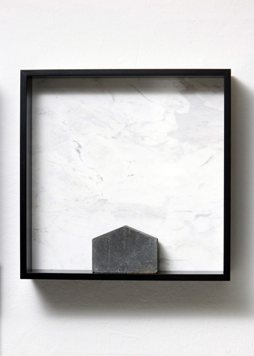 <i>Versteinerte Himmel XXIV, (Petrified Sky XXIV)</i>, 1983/2015<br />Granite, marble, MDF, concrete cobblestone, 60 x 60 x 15 cm<br />