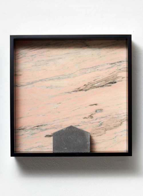 <i>Versteinerter Himmel XIX, (Petrified Sky XIX)</i>, 1983/2015<br />Granite, marble, MDF, concrete cobblestone, 60 x 60 x 15 cm<br />