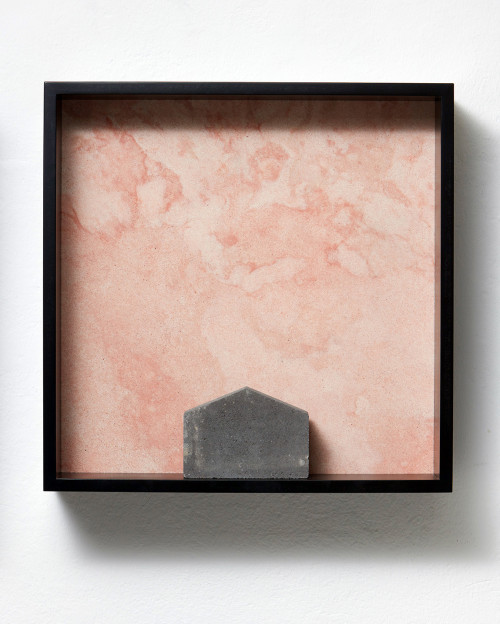 <i>Versteinerter Himmel XXIII, (Petrified Sky)</i>, 1983/2015<br />Granite, marble, MDF, concrete cobblestone, 60 x 60 x 15 cm<br />