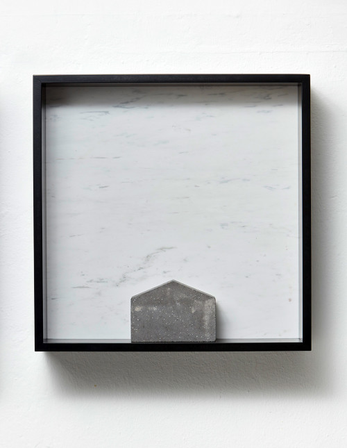 <i>Versteinerter Himmel XXII, (Petrified Sky)</i>, 1983/2015<br />Granite, marble, MDF, concrete cobblestone, 60 x 60 x 15 cm<br />