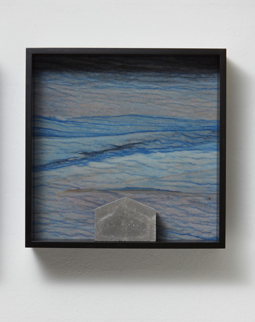 <i>Versteinerter Himmel XVII, (Petrified Sky XVII)</i>, 1983/2015<br />Granite, marble, MDF, concrete cobblestone, 60 x 60 x 15 cm<br />