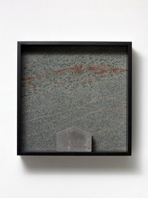 <i>Versteinerte Himmel XXIX, (Petrified Sky XXIX)</i>, 1983/2015<br />Granite, marble, MDF, concrete cobblestone, 60 x 60 x 15 cm<br />