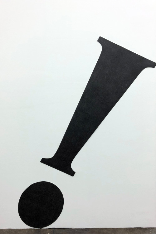 <i>Exclamation Point (serif)</i>, 2018<br />pencil on cut paper, 179 x 51.5 cm<br />