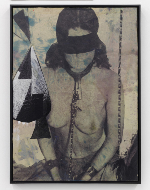 <i>Shelter II</i>, 2010<br />silk-screen print, oil paint on linen mounted on wood, 73.5 x 55.5 x 4 cm<br />