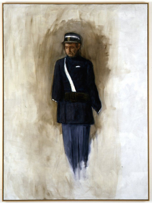 <i>Figur in blauer Uniform</i>, 2006<br />oil paint on canvas, 212 x 157 cm<br />