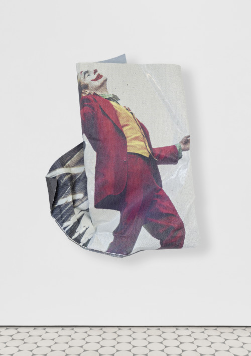 <i>Joker</i>, 2020<br />aluminium, stainless steel, digital print, 127 x 110 x 20 cm<br />