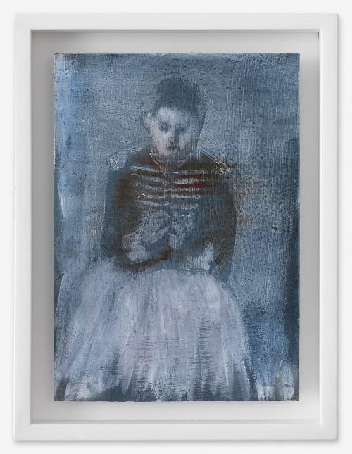 AXEL GEIS<br /><i>Antonia</i>, 2021<br />Oil on postcard, 14,5 x 10,5 cm<br />