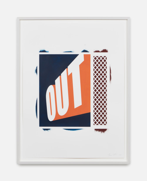 THOMAS WACHHOLZ<br /><i>Out</i>, 2021<br />Red phosphorus and acrylic on paper, 62 x 47 cm<br />
