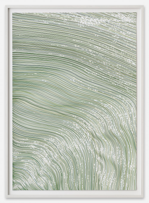 BETTINA KRIEG<br /><i>BE A RIVER - GREEN</i>, 2021<br />Acrylic on paper, 100 x 70 cm | 39 1/4 x 27 1/2 in. (paper)<br />