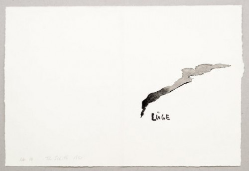 THOMAS SCHÜTTE<br /><i>Lüge (Nr. 16)</i>, 1991<br />watercolor on hand made paper, 37 x 39,5 cm<br />