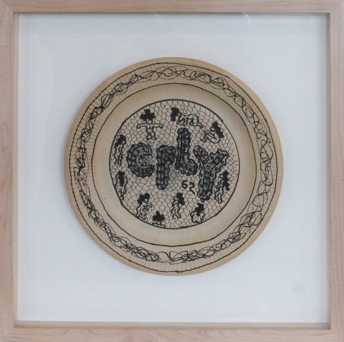 WILLIAM N. COPLEY<br /><i>Untitled</i>, 1962<br />marker on paper plate, 23,5 x 23,5 cm<br />