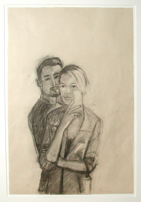 ALEX KATZ<br /><i>Juan and Oona</i>, 2003<br />pencil on paper, 61 x 40,6 cm<br />