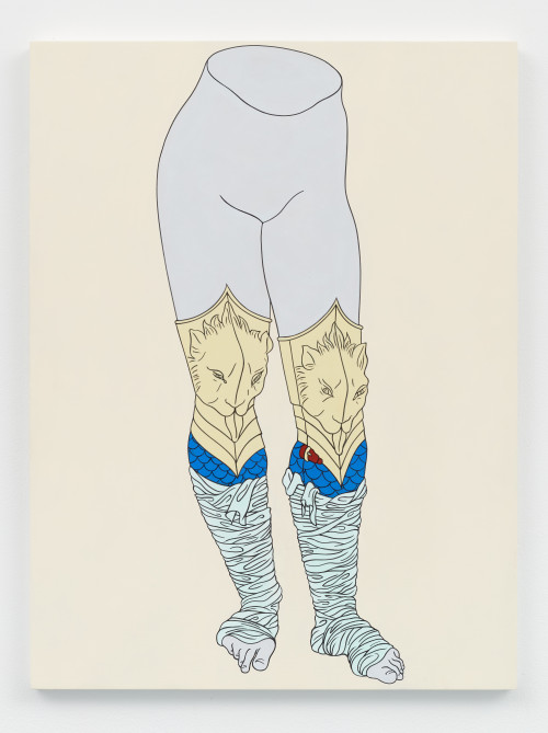 CAITLIN KEOGH<br /><i>Legs</i>, 2020<br />acrylic on MDF panel, 57 x 43 cm<br />