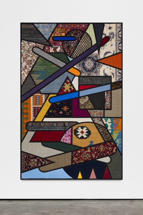 NEVIN ALADAG<br /><i>Social Fabric, Percussion III</i>, 2020<br />carpet pieces on wood, 172 x 112 x 5 cm<br />