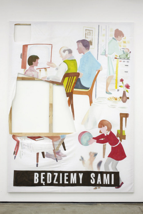 <i>bedziemy sami</i>, 2010<br />mixed media on canvas, 300 x 220 cm<br />