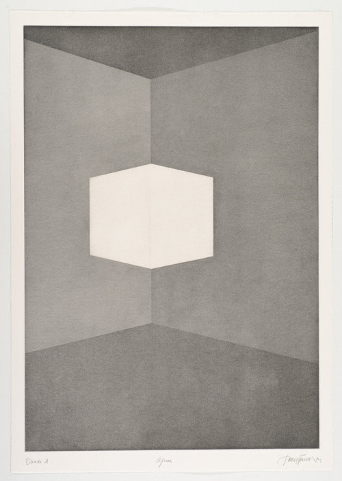 JAMES TURRELL<br /><i>First Light Blonde / Afrum</i>, 1989/1990<br />Aquatint, 107 x 76 cm<br />