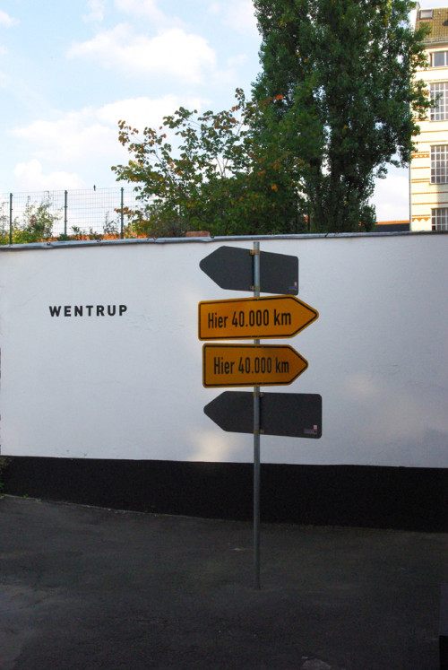 <i>Wegweiser 'Hier 40 000 km</i>, 1969<br />Aluminum, 125 x 33 cm (each sign)<br />