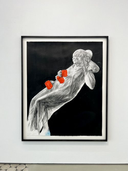 PHOEBE BOSWELL<br /><i>Drawing Mum</i>, 2022<br />graphite, pastel, Indian Ink, watercolor on paper, 169 x 139 cm 66 8/16 x 54 11/16 ins<br />