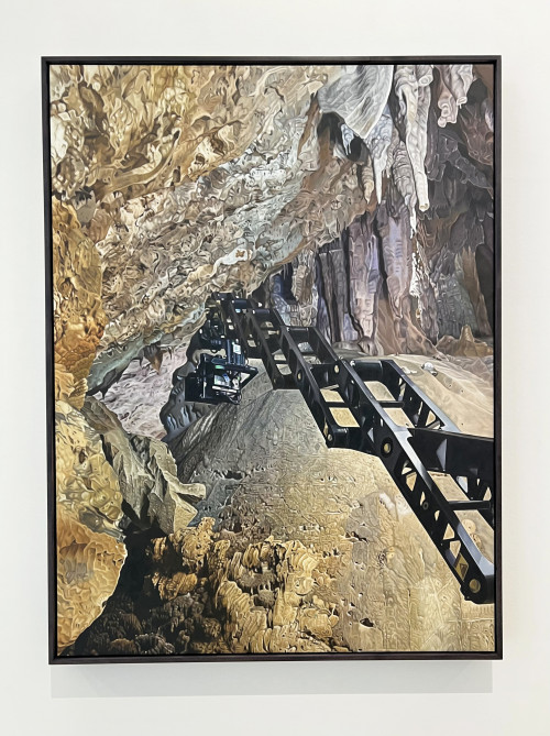 BRITTA THIE<br /><i>Cave Cam Two</i>, 2022<br />Oil on canvas, 100 x 77 cm 39 5/16 x 30 5/16 ins<br />