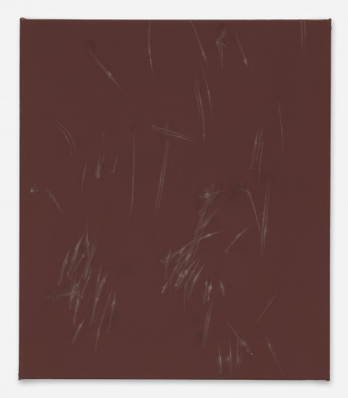 <i>Untitled (monochrome)</i>, 2021<br />Red phosphorus and binder on linen, 40 x 46 cm<br />
