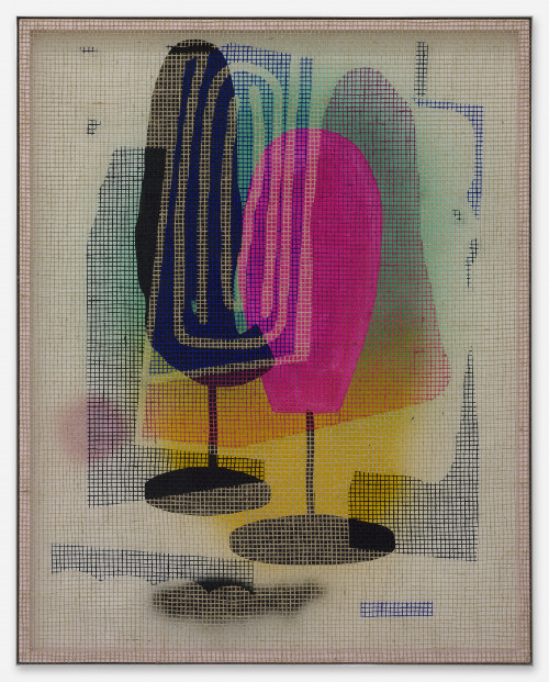 <i>Desire Painting (Tulip Trip)</i>, 2021<br />Acrylic on wood and jute net, aluminum frame, 155 x 120 cm<br />