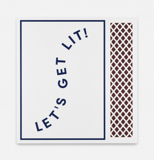 <i>Let's Get Lit</i>, 2021<br />Red phosphorus and acrylic on linen, 110 x 105 cm<br />