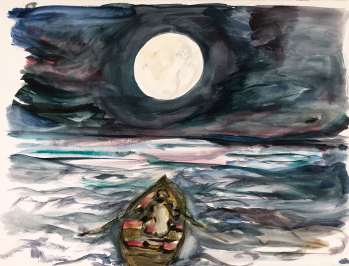 SOPHIE VON HELLERMANN<br /><i>To the moon and back</i>, 2020<br />watercolour on paper, 56 x 67 cm<br />